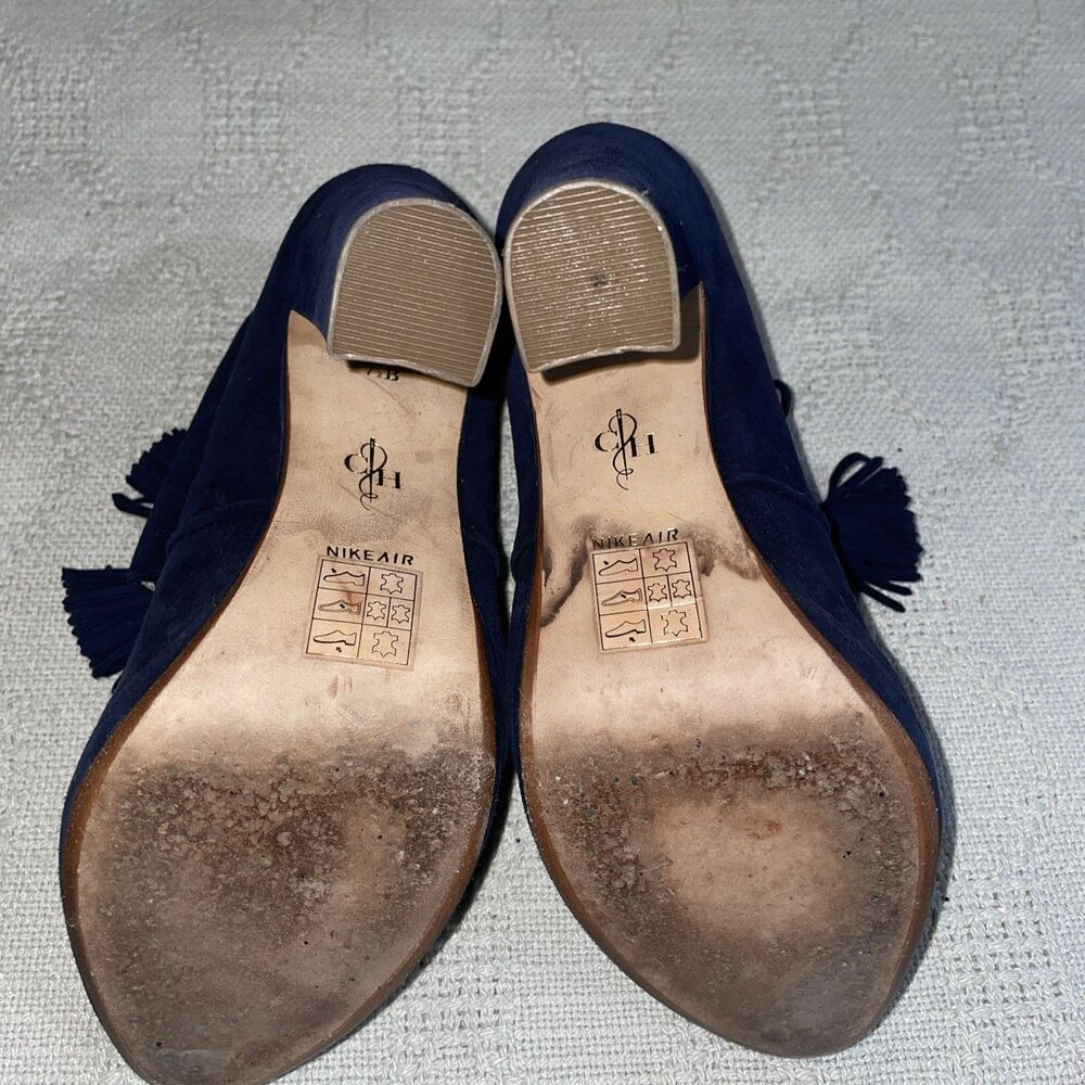 Cole Haan Women’s Heeled Booties Size 7.5 B Navy Blue Leather Business Formal - Picture 6 of 12